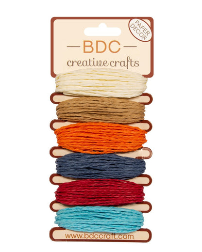 6 color paper twine on card