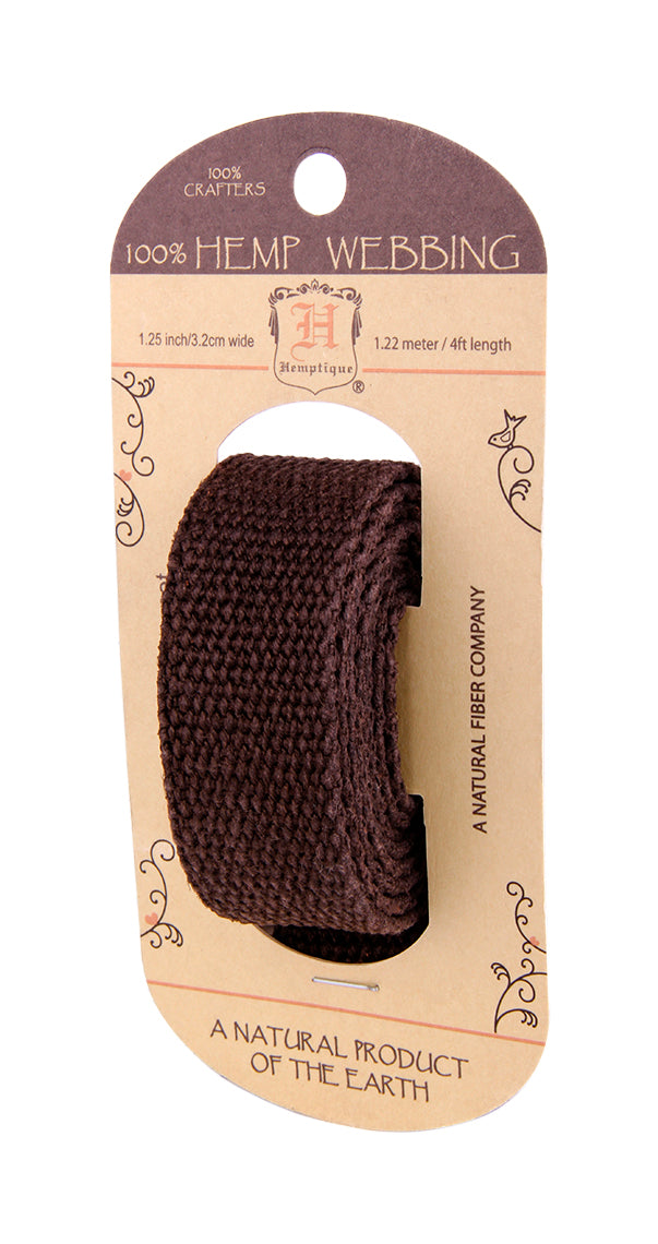 Hemp Webbing Tape Brown 1.25 Inches