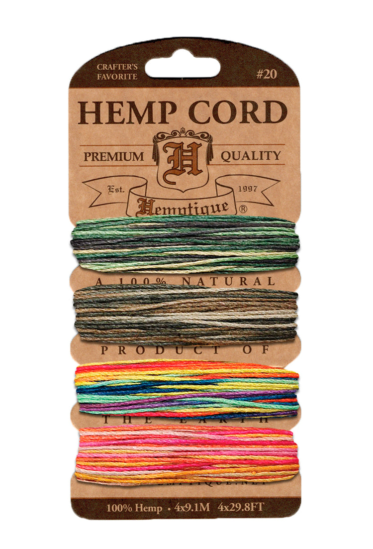 Hemp Cord Card 20lb variegated festival