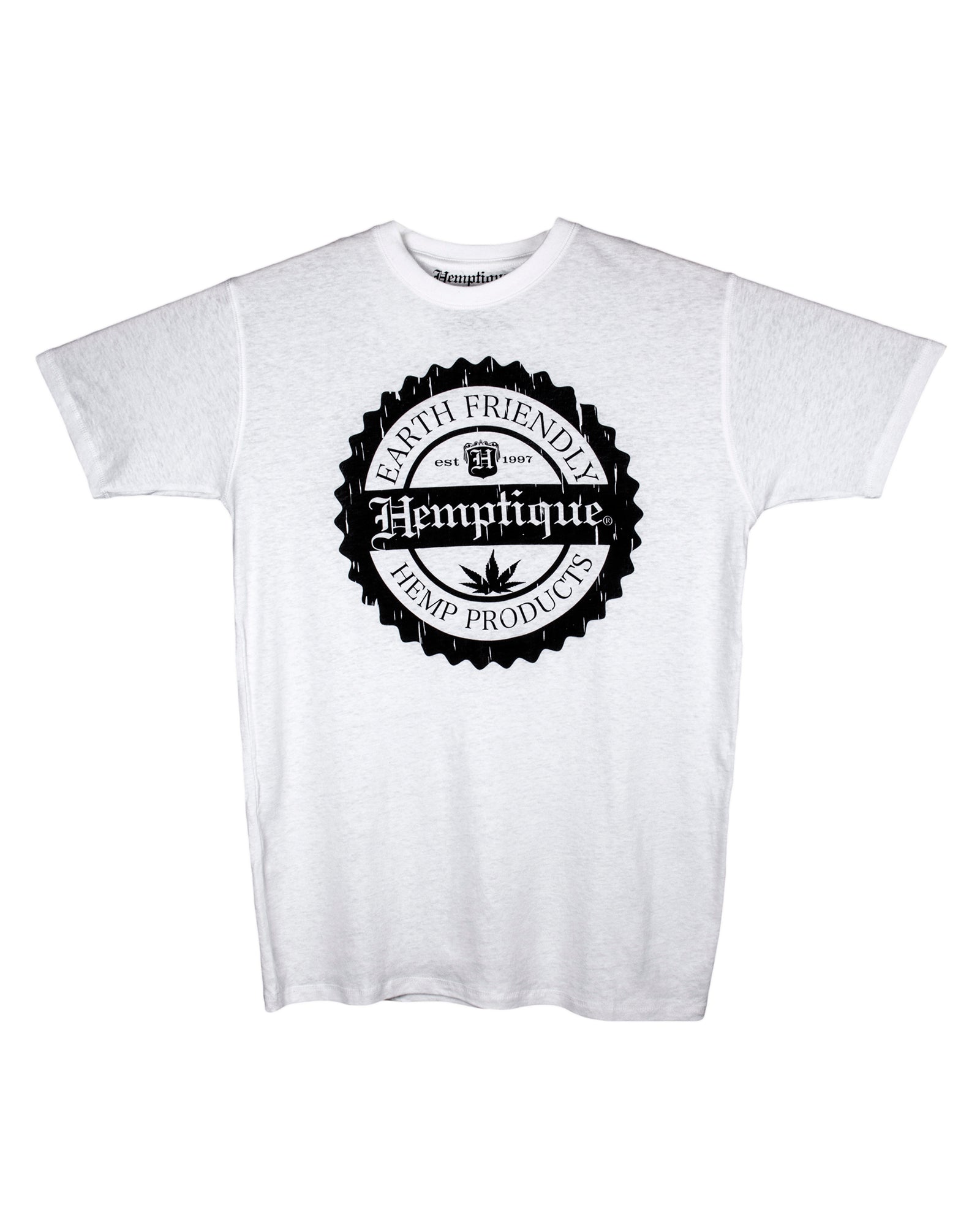 Hemp T-Shirt Hemptique Crest Design - Crew Neck Hemp Tees