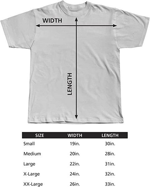 hemp t-shirt size chart