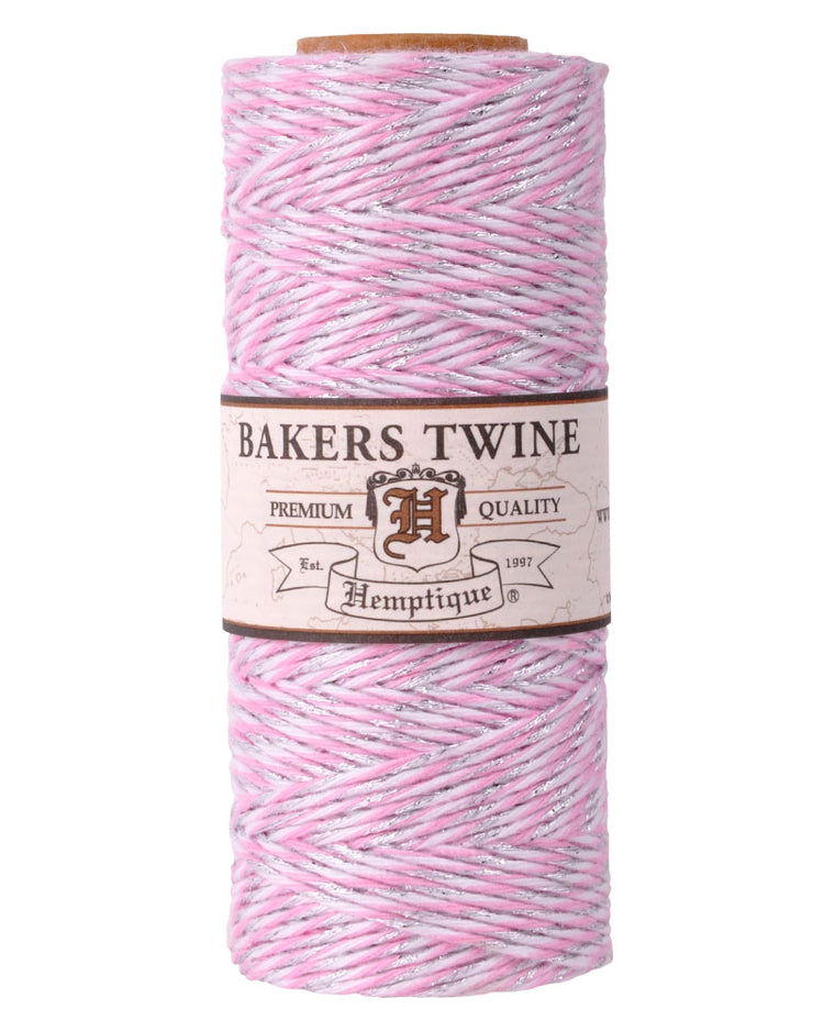 Metallic Bakers Twine Spool - Hemptique Pink, White & Silver