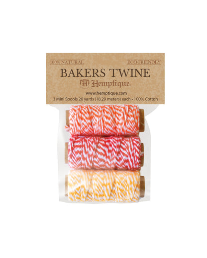 Cotton Bakers Twine 3 Mini Spool Bag Set