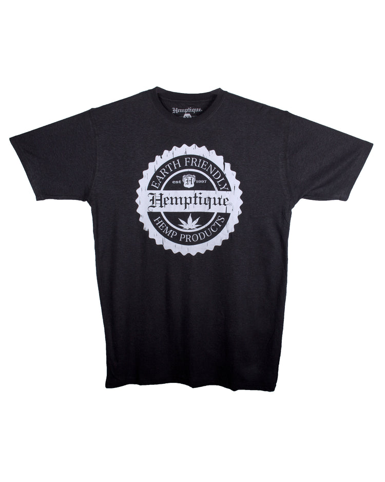 Black Hemp T-Shirt - Hemptique Crest Design