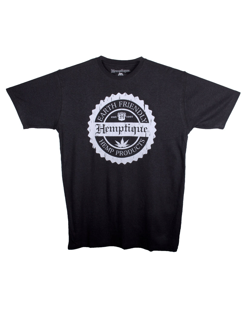 Black Hemp T-Shirt - Hemptique Crest Design