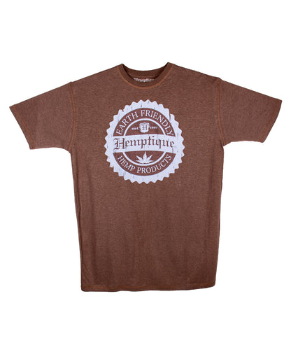 Brown Hemp T-Shirt - Hemptique Crest Design
