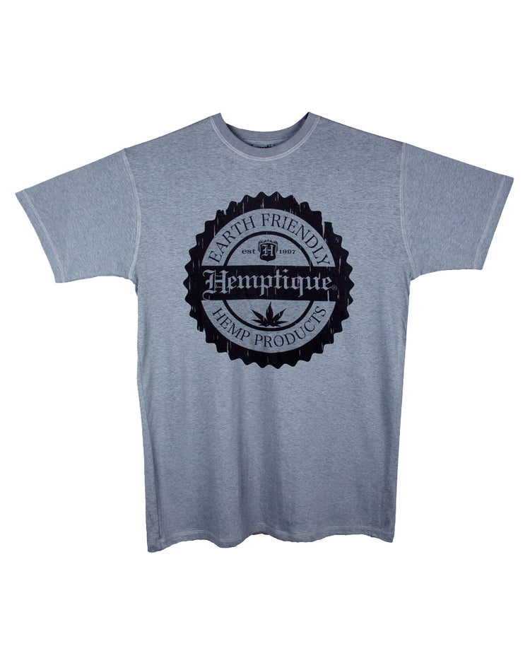 Grey Hemp T-Shirt - Hemptique Crest Design